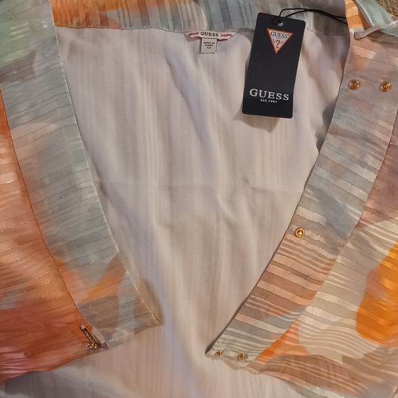 NWT Guess Multicolor Size 12 Adjustable Chiffon Abstract Skirt - Picture 7 of 8